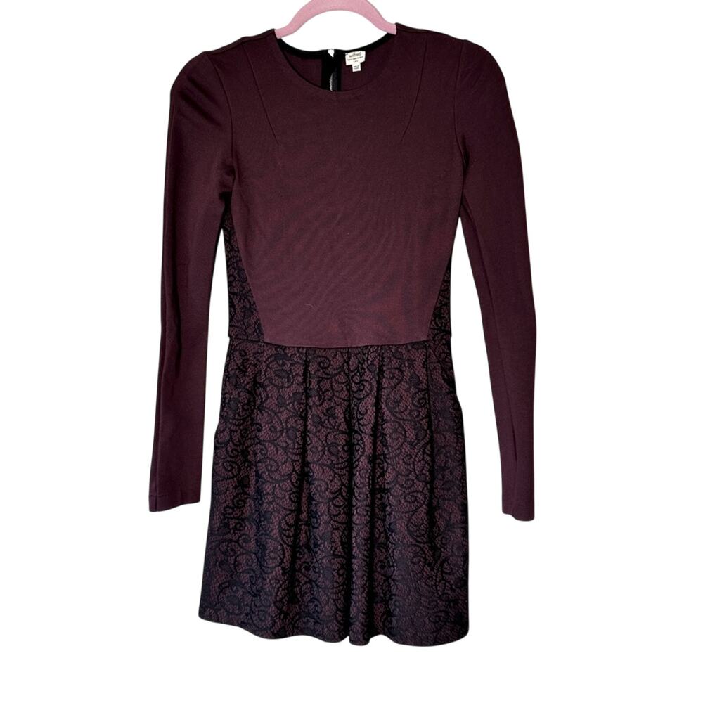 Wilfred Aritzia Burgundy Long Sleeve Mini Dress Womens 2 Fall Casual Pockets